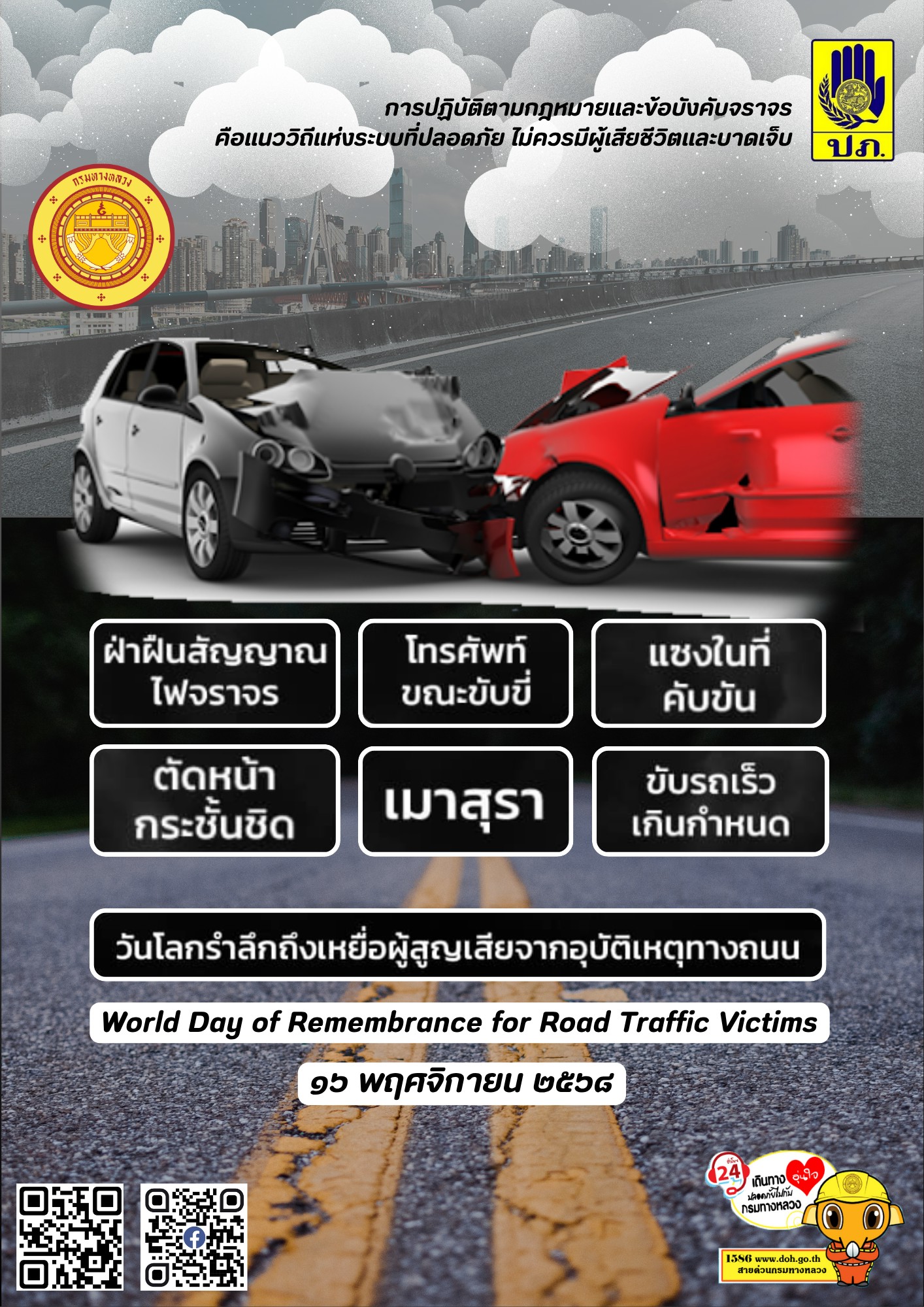 วันโลกรำลึกถึงผู้สูญเสียจากอุบัติเหตุทางถนน ประจำปี 2568